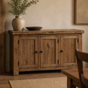 Best Selling Handmade Solid Wood <b>Cabinet</b> <b>Rustic</b> Oak 3 Door Buffet - Export Wooden Furniture Kitchen <b>Cabinets</b> - Product Image 3