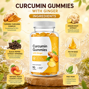 Complément alimentaire à base de curcuma, gommes de curcumine pour adultes, soutien énergétique et immunitaire, extrait de gingembre et de poivre noir, non destiné aux femmes enceintes - Product Image 3