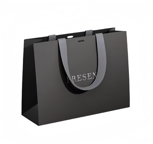 Bolsas de Papel Reciclables de Lujo Premium con Asas de Cinta Gris, Impresas Personalizadas y Hechas a Mano para Ropa, Zapatos y Empaque de Compras - Product Image 2