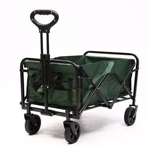 Chariot de camping pliable à grande capacité, robuste, avec cadre en acier, à quatre roues, pour le jardin, les pique-niques en plein air et le rangement - Product Image 6