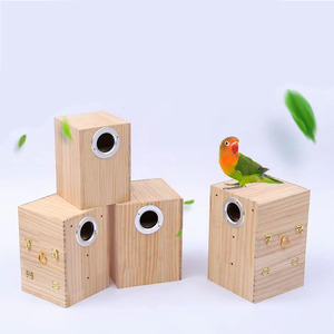 Hot Sale Parakeet Nest Box Natural Wood Budgie Bird House Breeding Box Birdcage Birds Nest Breeding Cage