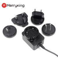 Merryking Austauschbare Stecker KC US EU UK AR AU Standard 12V 1A 1,5A Netzteil mit Kabellänge und 5,5*2,5 DC-Stecker