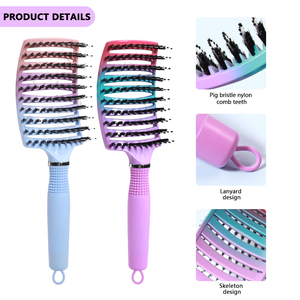 <span class=keywords><strong>Brosse</strong></span> à <span class=keywords><strong>cheveux</strong></span> démêlante incurvée et ventilée en poils <span class=keywords><strong>de</strong></span> <span class=keywords><strong>sanglier</strong></span>, personnalisable avec logo, pour usage domestique - Product Image 5