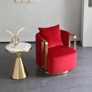 Poltrona Girevole Moderna in PU, Divano Piccolo Rotante in Tessuto per Camera da Letto, Sala da Pranzo, Reception Hotel, Soggiorno in Appartamenti - Product Image 3