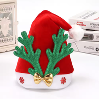 Chapeau de Noël 2026 rouge écologique en non-tissé – Père Noël, Bonhomme de neige, Élan – Décoration festive du Nouvel An, Fournitures de fête de fin d'année, XMAS