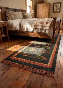 Alfombra de Yute y Lana Hecha a Mano |   Alfombra Rústica con Diseño Floral para Pasillo o Entrada, Estilo Boho, para Dormitorio, Sala de Estar, Decoración del Hogar - Product Image 3