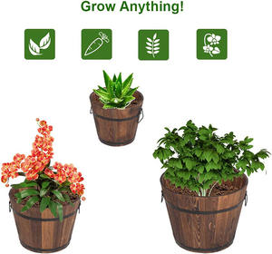 <span class=keywords><strong>Baril</strong></span> chaud seau en bois jardinière trous de drainage intérieur extérieur décoratif lits surélevés pour plantes herbes légumes application de <span class=keywords><strong>jardin</strong></span> - Product Image 5