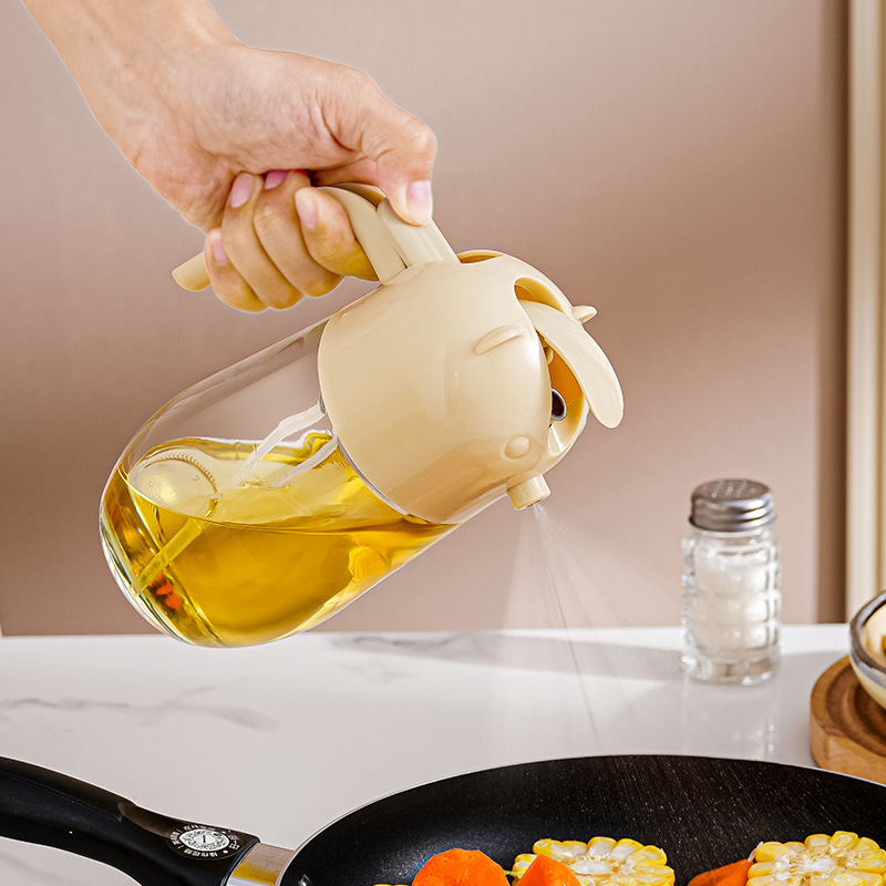 Beige-spray/pour integrated oil pot-580ml