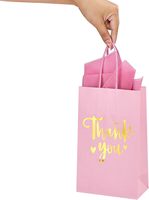 Bolsas de Regalo de Papel con Asas, Color Rosa y Dorado, con Diseño de Papel de Aluminio, para el Día de la Madre, Bodas, Baby Shower, Cumpleaños