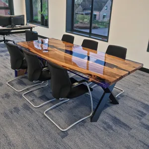 Bàn ăn sang trọng hiện đại với Gỗ Óc Chó bền vững nhựa Epoxy gỗ rắn phong cách nghệ thuật Thiết kế bàn sông tự nhiên - Product Image 4