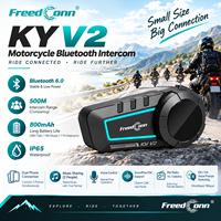 Intercom de moto FreedConn KY V2, étanche à la poussière et à l'eau IP65, mixage audio et intercom simultanés