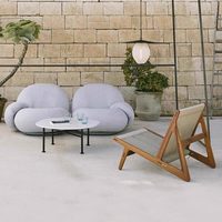 Fauteuil de détente moderne en corde tressée de style nordique, durable et imperméable, avec structure en bois massif, inclinable, pour hôtel et mobilier d'extérieur