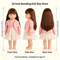 Muñeca Reborn Realista de 22 Pulgadas con Cuerpo Completo de Vinilo, Cabello Largo Castaño, Vestido Floral, Rostro de Silicona, Juguete para Niñas