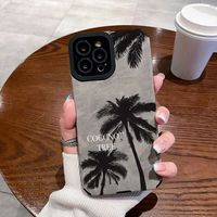 Coques de téléphone antichoc en cuir artificiel motif cocotiers pour iPhone 17 Air 16 Plus Pro Max 15 14 13 12 11 X – Personnalisables