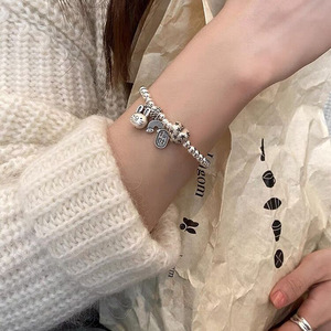 S925 Sterling <b>Silver</b> Charm Bracelet Women's Cartoon Rabbit <b>Bead</b> Animal Zodiac Everyday Wear Jewelry - Product Image 4
