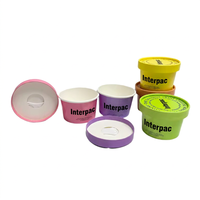 Gobelet à glace Interpac Gelato 4oz 8oz, écologique, à paroi simple, en papier enduit de PE avec couvercle, emballage pour biscuits, sucre, desserts de fête
