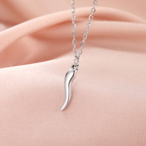 Collar de cuerno italiano de ojo malvado, collares de doble capa de Color dorado de acero inoxidable, regalo de joyería de protección de buena suerte para mujer - Product Image 5