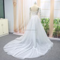 Nouvelle arrivée 2 en 1 robe de mariée de luxe avec fleur et dentelle perlée robe de mariée sexy