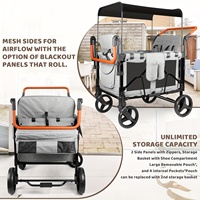 Chariot pliant portable 4 places avec auvent, tissu confortable, personnalisable OEM, quatre roues pour les voyages et le camping des enfants