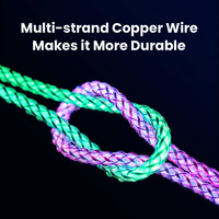 Cable USB RGB de 66W con Luz LED de Gradiente, Carga Súper Rápida, Cable de Datos USB C a Tipo C