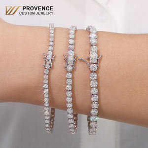 Factory Direct Handmade inlay 925 sterling silver moissanite tennis chain 2-6mm diamond tennis bracelet for women link bracelet - Product Image 1