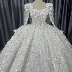 Hermoso vestido <span class=keywords><strong>de</strong></span> <span class=keywords><strong>novia</strong></span> Organza Vestido <span class=keywords><strong>de</strong></span> baile Cuello cuadrado Traje <span class=keywords><strong>DE</strong></span> BODA Rebordear Lscm45 - Product Image 3