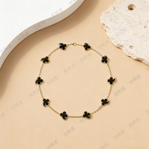 Collar de Moda con 10 Flores, Joyería de Acero Inoxidable Chapada en <span class=keywords><strong>Oro</strong></span>, <span class=keywords><strong>Cadena</strong></span> de Doble Cara, Unisex, Regalo de Primera Calidad - Product Image 4