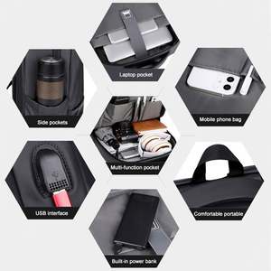 Custom Large Capacity Men's <b>College</b>/School <b>Backpack</b> New Design PU Waterproof Zipper Closure Polyester for Business Travel Laptop - Product Image 5