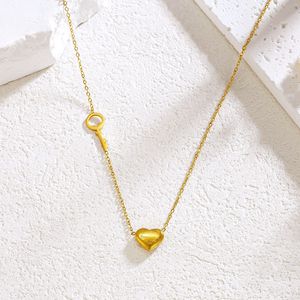Collar con Llave y Corazón, Collar de Acero Inoxidable Chapado en Oro de 18k, Joyería de Moda Sencilla para Mujeres y Niñas - Product Image 5