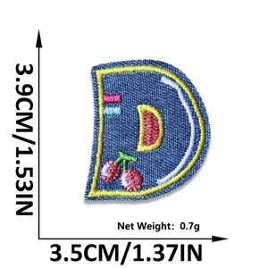 Mode 4cm petite taille a à Z Alphabet anglais forme fer sur broderie bleu Denim Jeans lettre patchs pour enfants vêtements - Product Image 6
