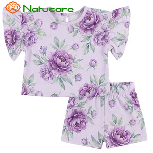 Set di Abbigliamento per Bambini di Alta Qualità, Stampa Personalizzata, Nuova Moda, Maniche a Volant, Collo Tondo, Completo Due Pezzi - Product Image 2
