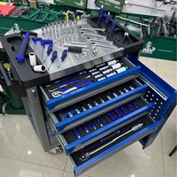 Ensemble d'outils à main en acier au carbone de 245 pièces avec chariot à outils mobile et chariot à outils pour l'entretien en atelier, la réparation mécanique/automobile/domestique