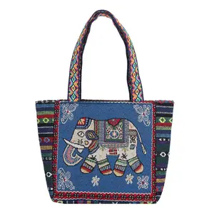 Digital Printing Cotton Canvas Women Daily Bohemian Tribal Aztec Print Shopping Beach Casual Boho Tote Bag with Custom Logo