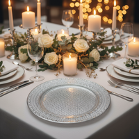 Assiettes de présentation dorées en PP durables et réutilisables de 13 pouces, motif personnalisé de luxe pour mariages, anniversaires, dîners et réceptions