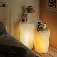 Support de cylindre trapézoïdal avec pilier lumineux à LED Étagère ronde pour salle d'exposition et décor d'exposition équitable