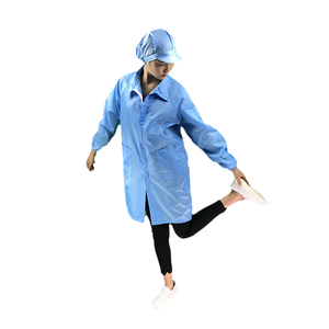 Màu Xanh ve áo polyester an toàn làm việc chống tĩnh vải phòng thí nghiệm phòng sạch <span class=keywords><strong>ESD</strong></span> <span class=keywords><strong>smock</strong></span> Áo choàng chống tĩnh điện - Product Image 2