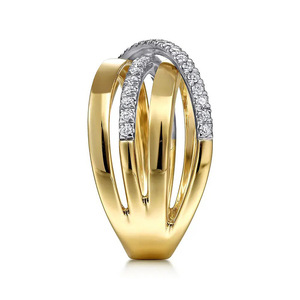 Anello a due toni X Crossover da donna, gioiello minimalista alla moda - Product Image 4