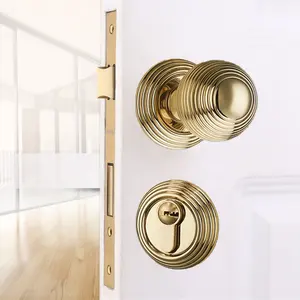 Spiraalvormige Franse Gouden Deurslot Europese Bolvormige Split Slot Indoor Slaapkamerdeur Magnetisch Mute Slot