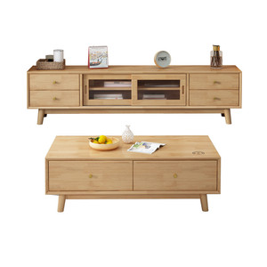 Nordic Style Solid Wood Tv Cabinet Coffee Table Storage Cabinet Combination Modern Minimalist Living Room Set - Product Image 5