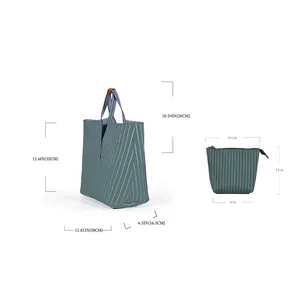 Sac fourre-tout grande capacité pour femme en tricot rayé <span class=keywords><strong>Flyknit</strong></span>, avec fermeture éclair intérieure et ouverture facile, style mode - Product Image 2