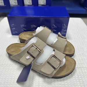 Sandalias Flip-Flop para Hombre y <span class=keywords><strong>Mujer</strong></span>, Suela de EVA, Entresuela de Cuero Vacuno, Parte Superior de Cuero Genuino, Estilo Mocasín, Deslizables, con Tres Hebillas - Product Image 2