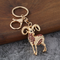 Porte-clés tendance en strass en forme de chèvre, idéal pour clés de voiture, sacs, cadeau, vente en gros, fabricant de porte-clés