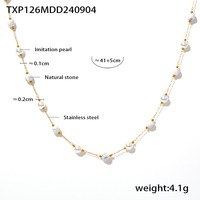 Ensemble collier ras-du-cou et bracelet en pierres naturelles multicolores, unisexe, en acier titane minimaliste, bijoux de mode de luxe léger, vente en gros