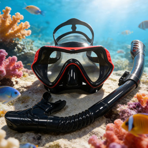 JUNHAIINS Diving Mask And Snorkel Set Adult <b>Large</b> <b>Frame</b> Silicone Tempered Glass For Snorkeling - Product Image 1