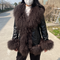 QIUCHEN QC21125 personnalisation hiver nouveau agneau mongol fourrure Bomber recadrée veste femmes manteau en cuir