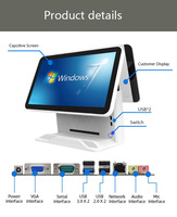 Système de point de vente (PDV) OEM avec double écran 15,6 pouces, processeur I3, caisse enregistreuse pour restaurant, Windows/Android, écran tactile 10 points, thermique