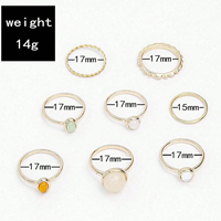 Nouvelle Arrivée Bijoux Fins Ensemble de Bagues de Phalange Étoile et Lune en Pierre Naturelle pour Femme, Bagues de Doigt Midi Empilables Vintage pour Filles