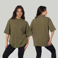 Kaus wanita 100% katun polos musim panas, kain rajut polos pas longgar pakaian kasual wanita dicetak kaus polos dicelup