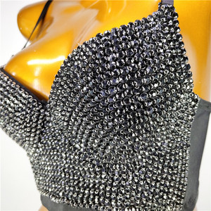 Débardeur Camisole Perlé pour Femme, Vêtement d'extérieur Transparent avec Détails Strass, Haut Corset Dos Nu Tendance - Product Image 6