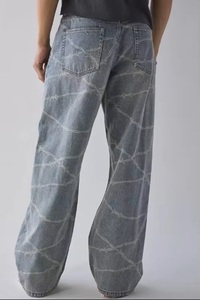 Pantaloni DOMEI da <span class=keywords><strong>Uomo</strong></span> 100% Cotone Vestibilità Comoda <span class=keywords><strong>Jeans</strong></span> da <span class=keywords><strong>Uomo</strong></span> Lavati Oversize Gamba Dritta con Tasche - Product Image 2